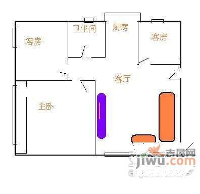 景新花园3室2厅1卫97㎡户型图