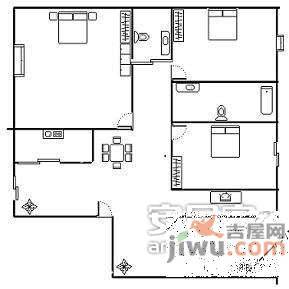 新华苑3室2厅2卫96㎡户型图