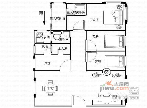 嘉多利花园4室2厅2卫139㎡户型图