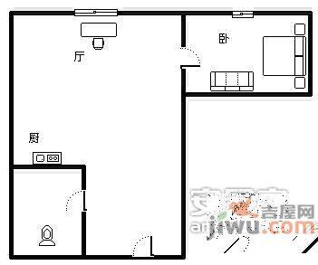 阁林网苑2室1厅1卫64㎡户型图