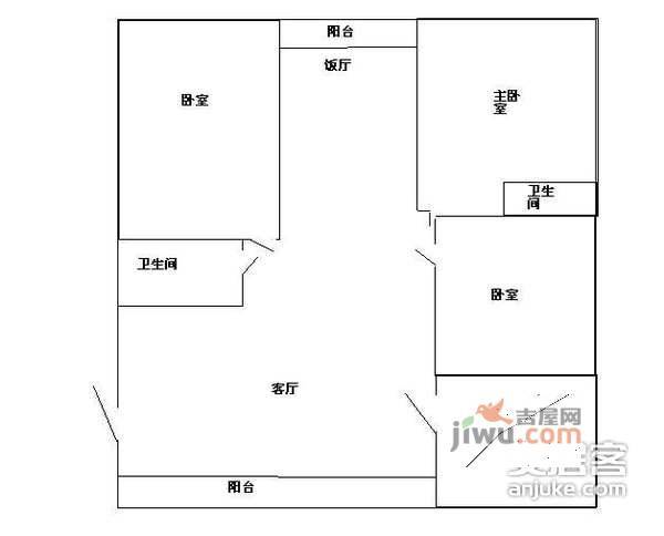 金玲花园3室2厅2卫125㎡户型图