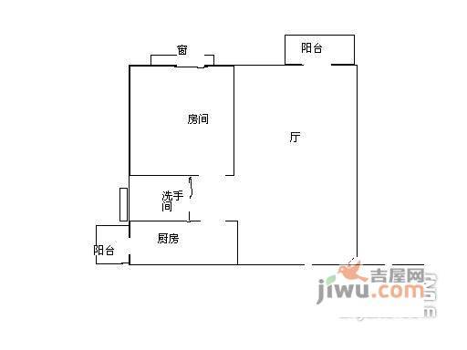 泊林花园1室1厅1卫47㎡户型图