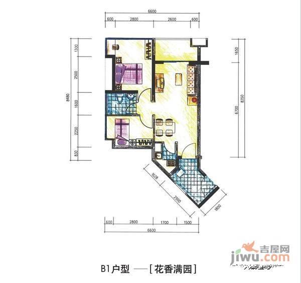 泊林花园3室1厅1卫户型图