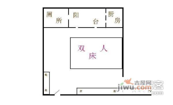 鹏益花园1室0厅1卫34㎡户型图