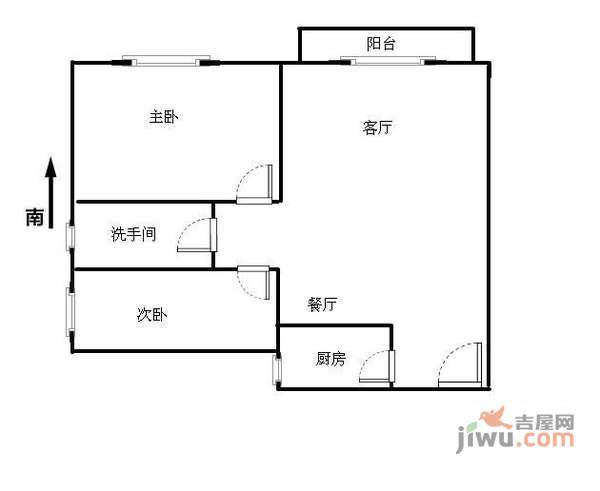 五米阳光2室2厅1卫60㎡户型图