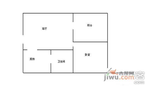 五米阳光1室1厅1卫43㎡户型图