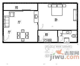 五米阳光1室1厅1卫43㎡户型图