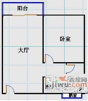 五米阳光1室1厅1卫43㎡户型图