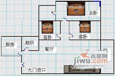 桐景花园3室2厅2卫106㎡户型图