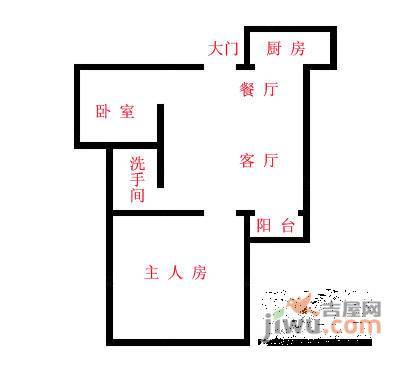 雍翠华府2室1厅1卫68㎡户型图