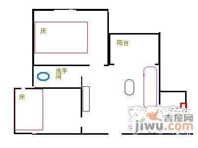 雍翠华府2室1厅1卫68㎡户型图