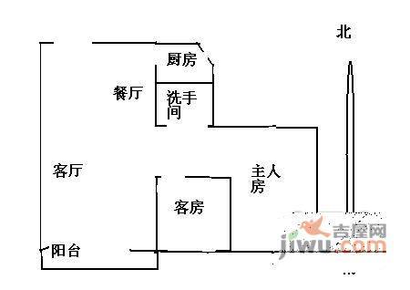 雍翠华府2室1厅1卫68㎡户型图