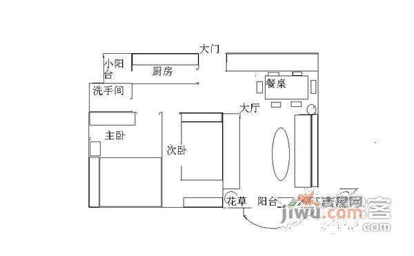 汇锦名园2室1厅1卫77㎡户型图