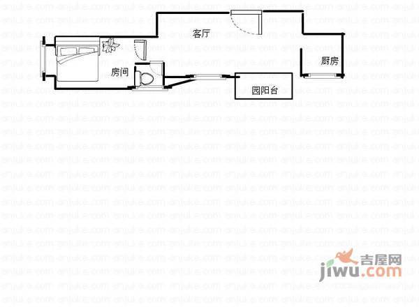 汇锦名园1室1厅1卫41㎡户型图