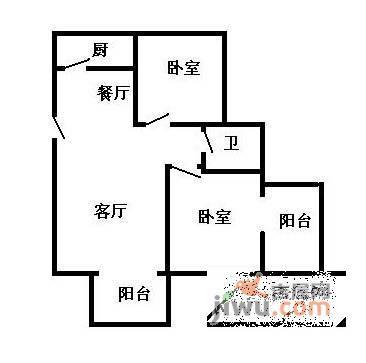 中海半山溪谷2室2厅1卫87㎡户型图