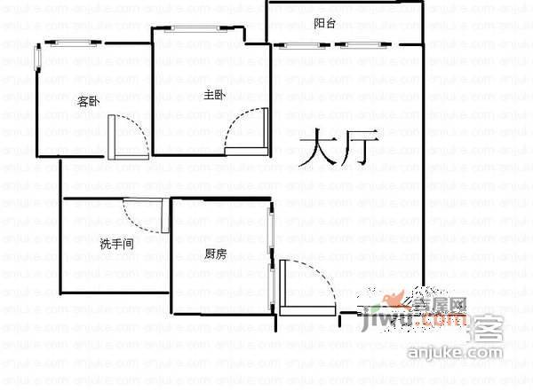 中海半山溪谷2室2厅1卫87㎡户型图