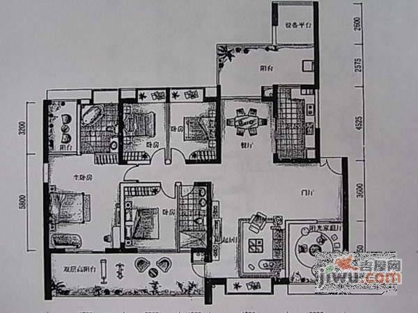 景龙大厦4室2厅2卫113㎡户型图