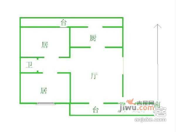 建兴楼2室2厅1卫68㎡户型图