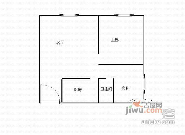 建兴楼2室1厅1卫62㎡户型图