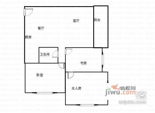 梧桐山新居二期3室2厅1卫90㎡户型图