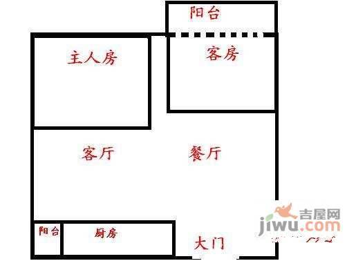 梧桐山新居二期2室1厅1卫60㎡户型图