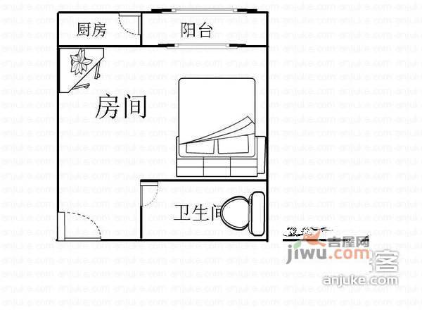 鹏盛年华1室0厅1卫25㎡户型图