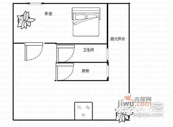 鹏盛年华1室1厅1卫户型图