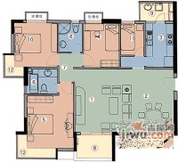 天健现代城4室2厅2卫175㎡户型图