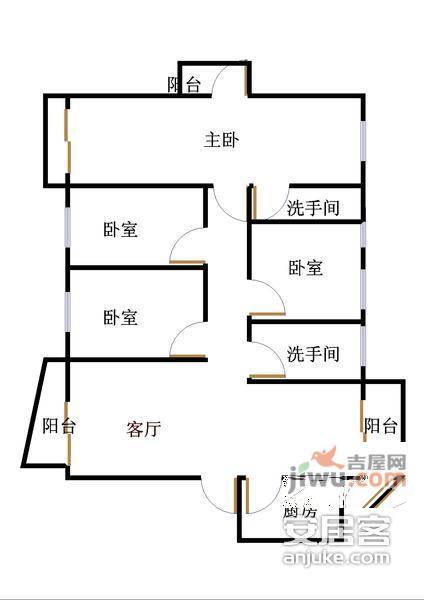 金地梅陇镇四期4室2厅2卫147㎡户型图