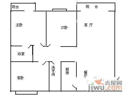 九州家园二期3室2厅2卫126㎡户型图