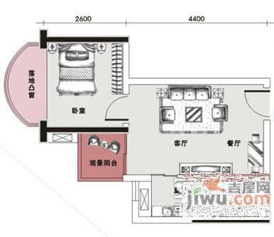 美园1室1厅1卫38㎡户型图