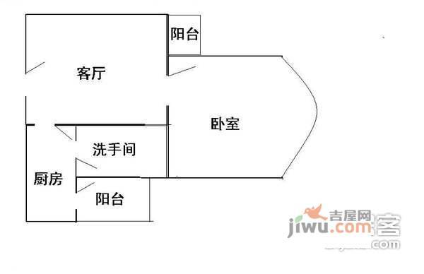 美园1室1厅1卫38㎡户型图