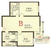 彩世界家园2室2厅1卫74㎡户型图