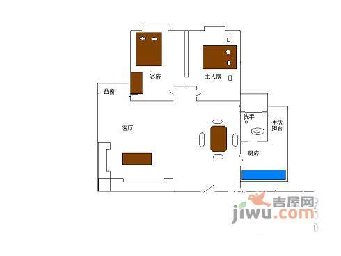 彩世界家园2室1厅1卫73㎡户型图