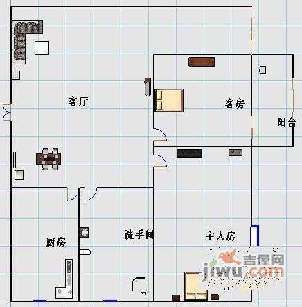 金色都汇2室2厅1卫70㎡户型图