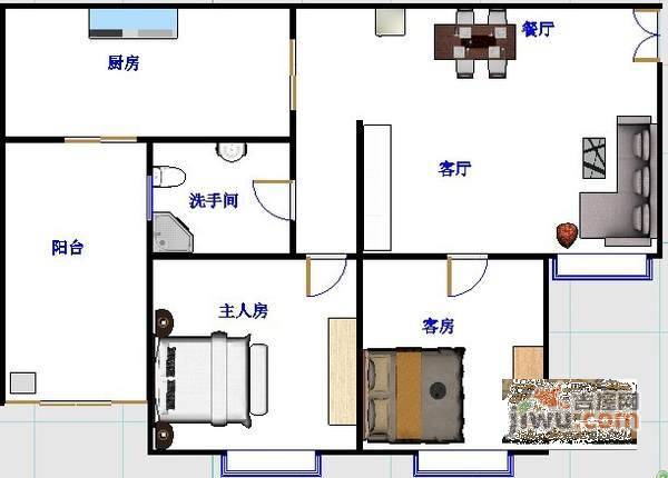 金色都汇2室2厅1卫70㎡户型图