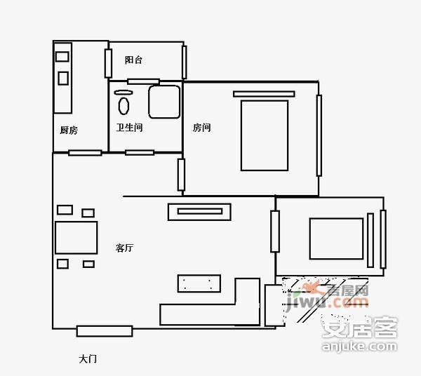 金色都汇3室1厅1卫46㎡户型图