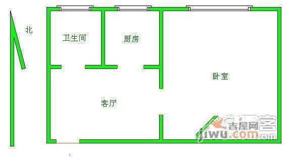 都市名园1室1厅1卫50㎡户型图