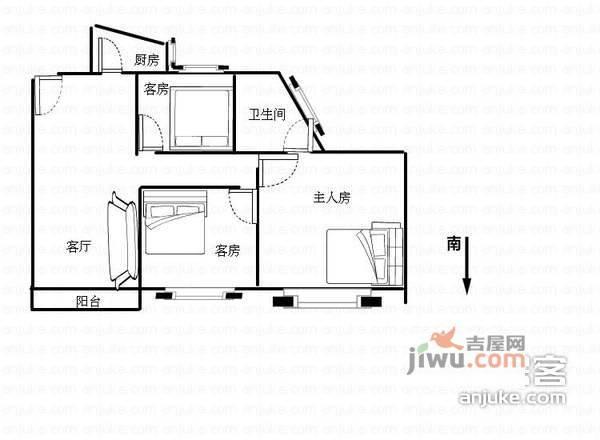 蕙兰雅居3室2厅1卫84㎡户型图