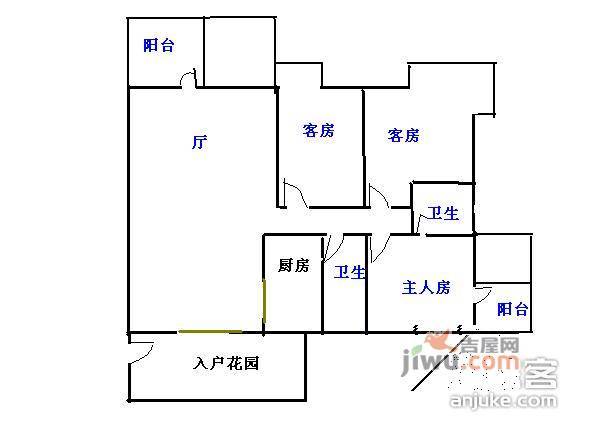 星海名城六期3室2厅2卫户型图