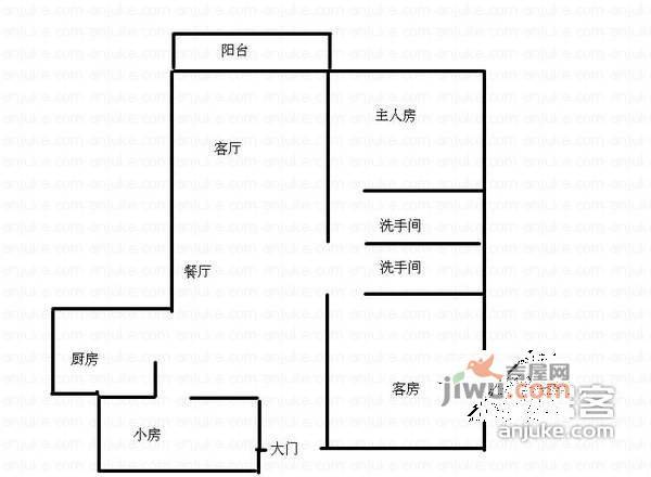 碧桐湾3室2厅2卫91㎡户型图