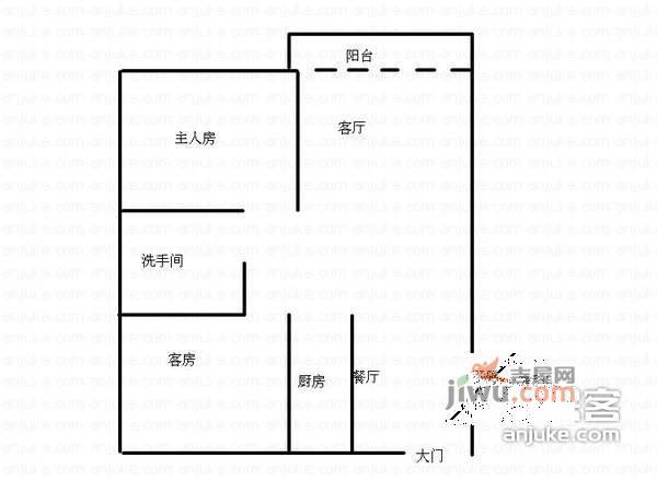 碧桐湾2室2厅1卫65㎡户型图