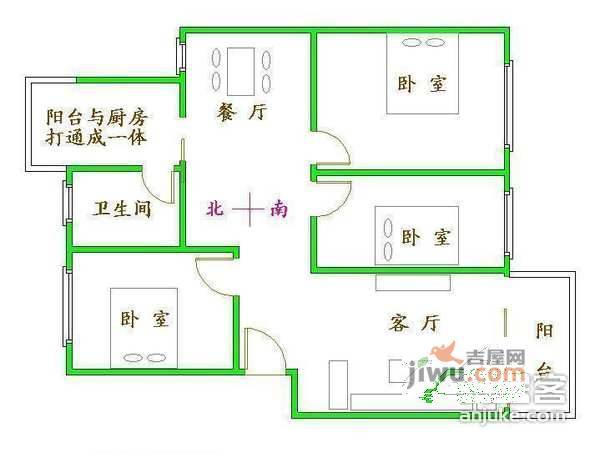 滢水山庄3室2厅2卫户型图