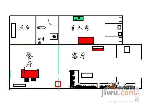 城市天地广场1室1厅1卫60㎡户型图