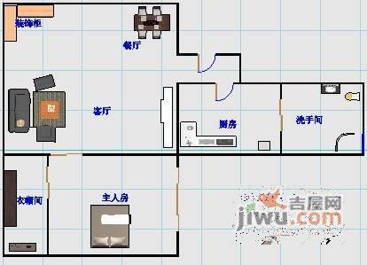 城市天地广场1室1厅1卫60㎡户型图