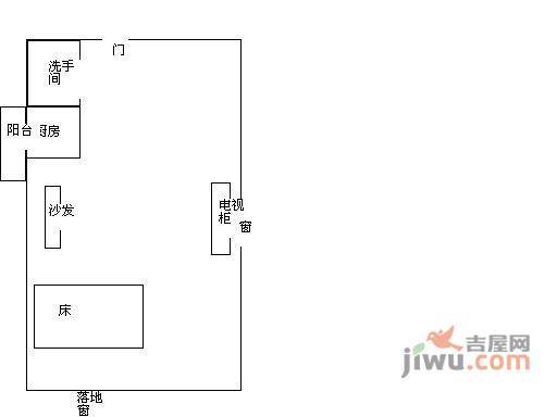 城市主场1室1厅1卫45㎡户型图