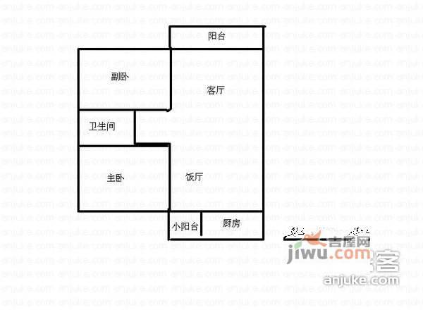 城市主场2室2厅1卫67㎡户型图