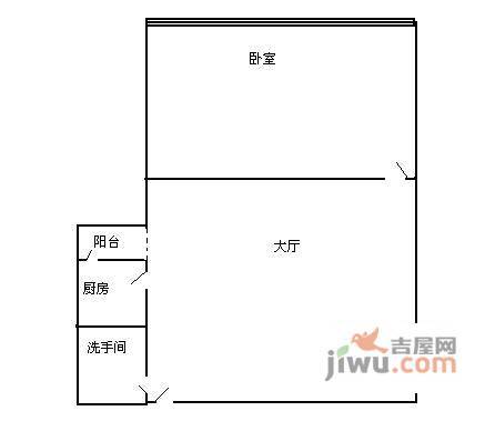 城市主场1室1厅1卫45㎡户型图