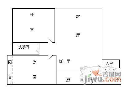 城市主场2室1厅1卫90㎡户型图