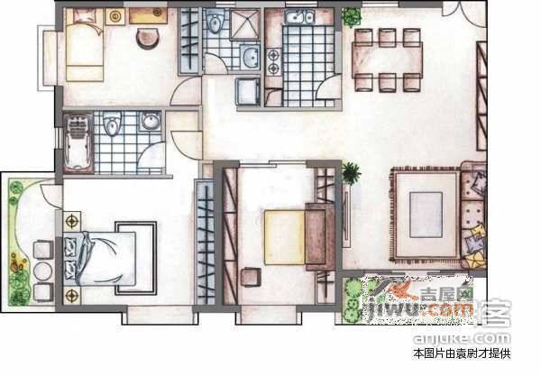 鼎太风华南区2室1厅1卫58㎡户型图